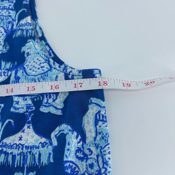 Lilly Pulitzer Kristen Swing Dress SZ L Joy Ride Elephant Sleeveless Blue Dress - Picture 10 of 13